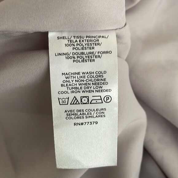 Ann Taylor Women’s Large Dress Long Sleeve Floral Silky Belted High Neck Purple - Picture 9 of 9